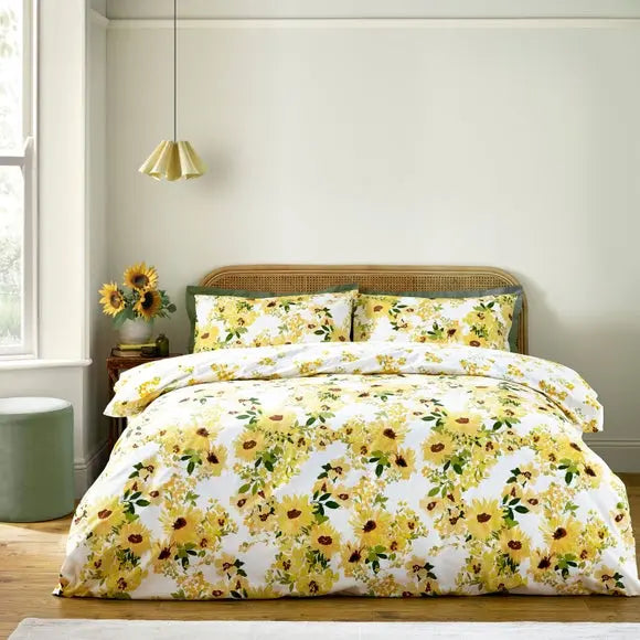 Catherine Lansfield Sunflowers Reversible Duvet Cover & Pillowcase Set Dunelm