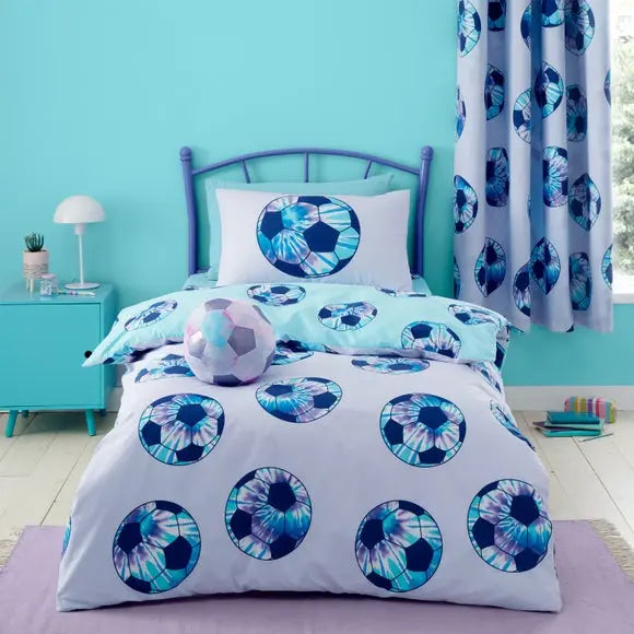 Catherine Lansfield Tie Dye Football Purple Reversible Duvet Cover and Pillowcase Set Dunelm
