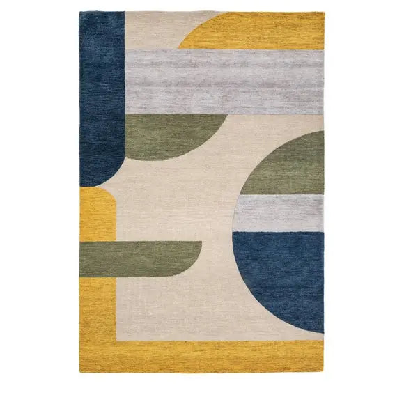 Cedar and Sage Asti Geo Wool Rug Dunelm