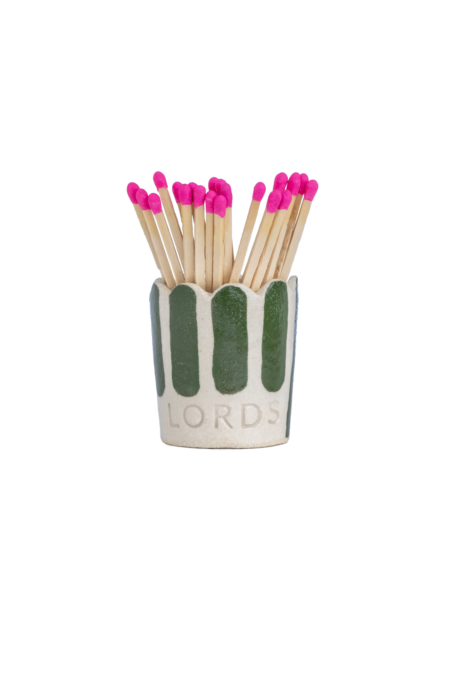 Ceramic Stripe Scallop Edge Match Pot LORDS Fragrance House