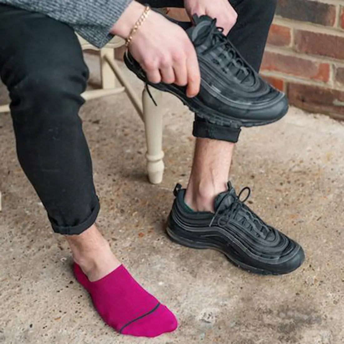 Cerise "No-Show" Bamboo Socks Swole Panda