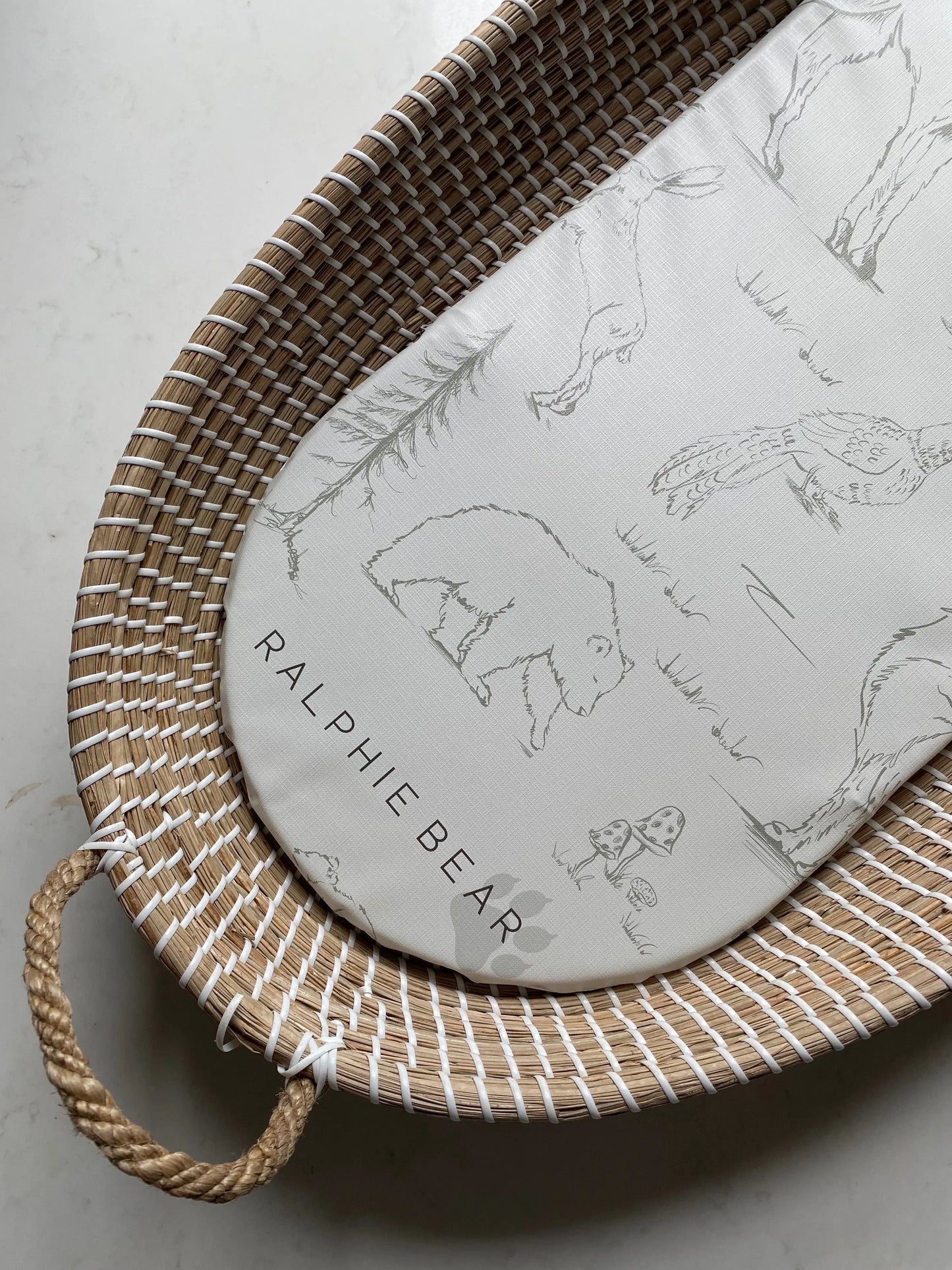 Changing Basket Mat Liner - Woodland Ralphie Bear