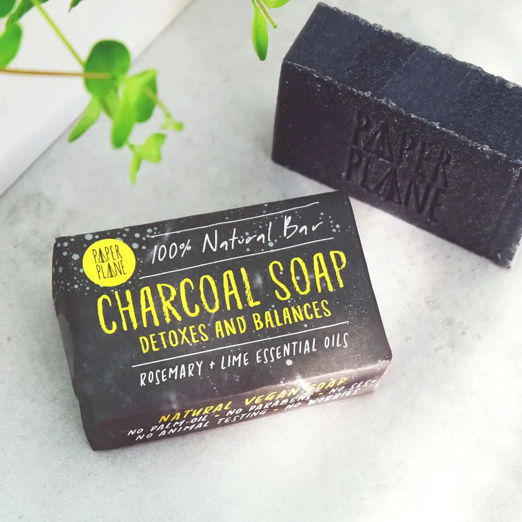 Charcoal Soap Detox Bar 100% Natural Vegan Paper Plane