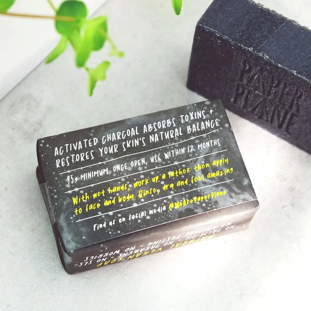 Charcoal Soap Detox Bar 100% Natural Vegan Paper Plane