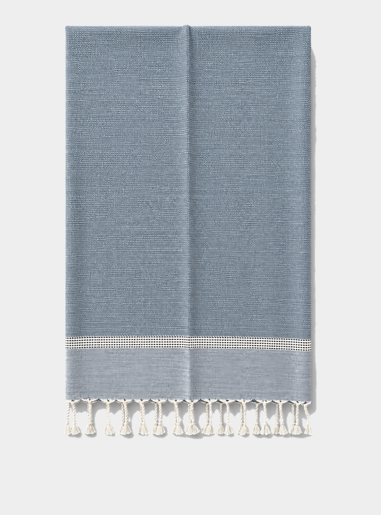 Cassis Blue/Navy Fringed Cotton Fouta Dormitory