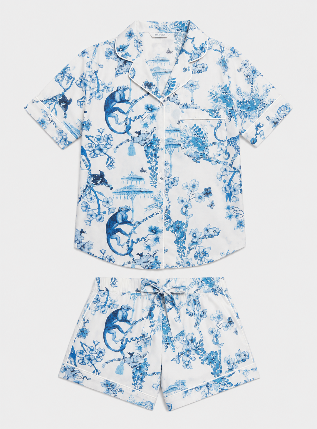 Chinoiserie Whimsy Short Sleeve Organic Cotton Pyjama Short Set