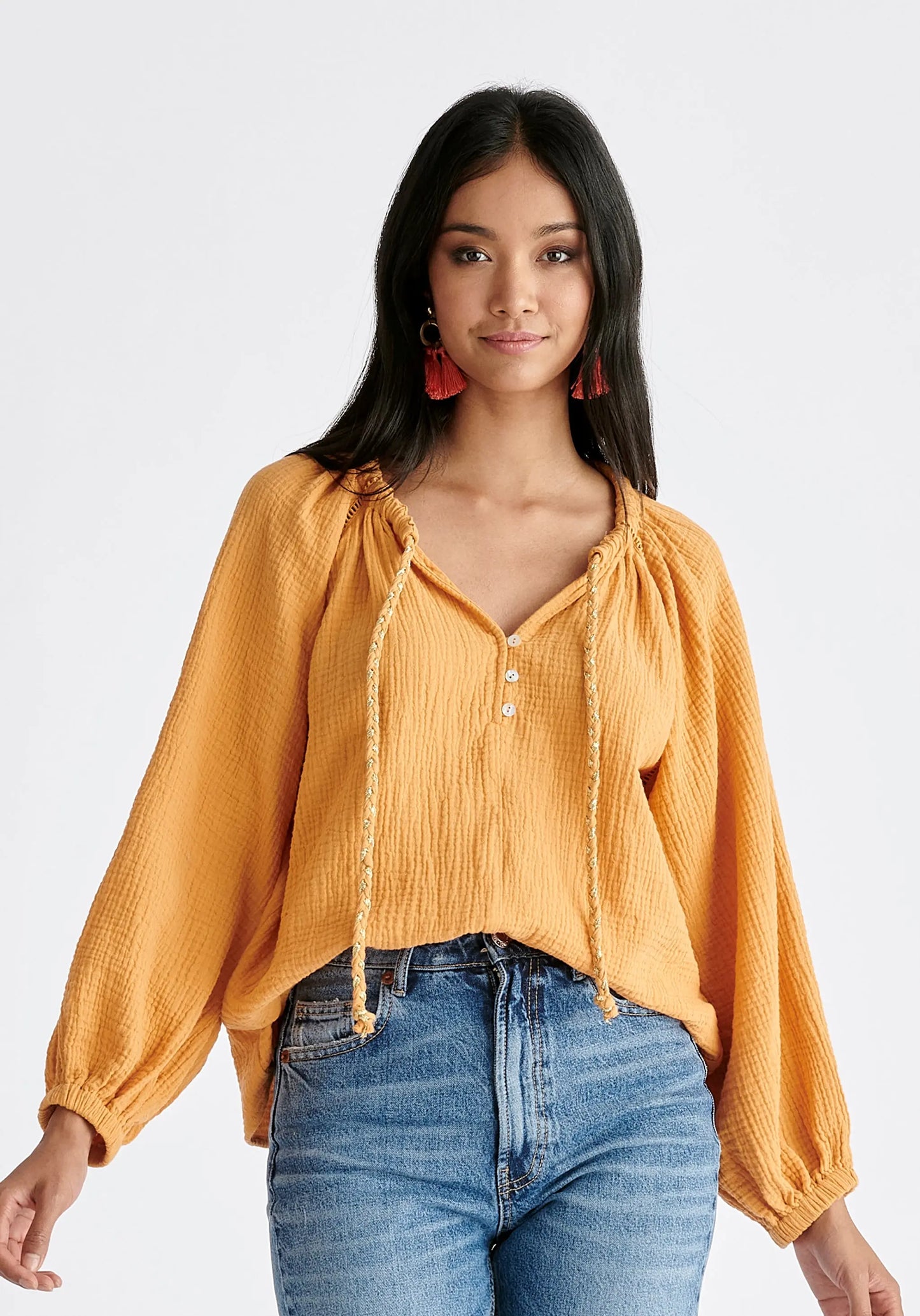 Cheesecloth Peasant Blouse Paisie