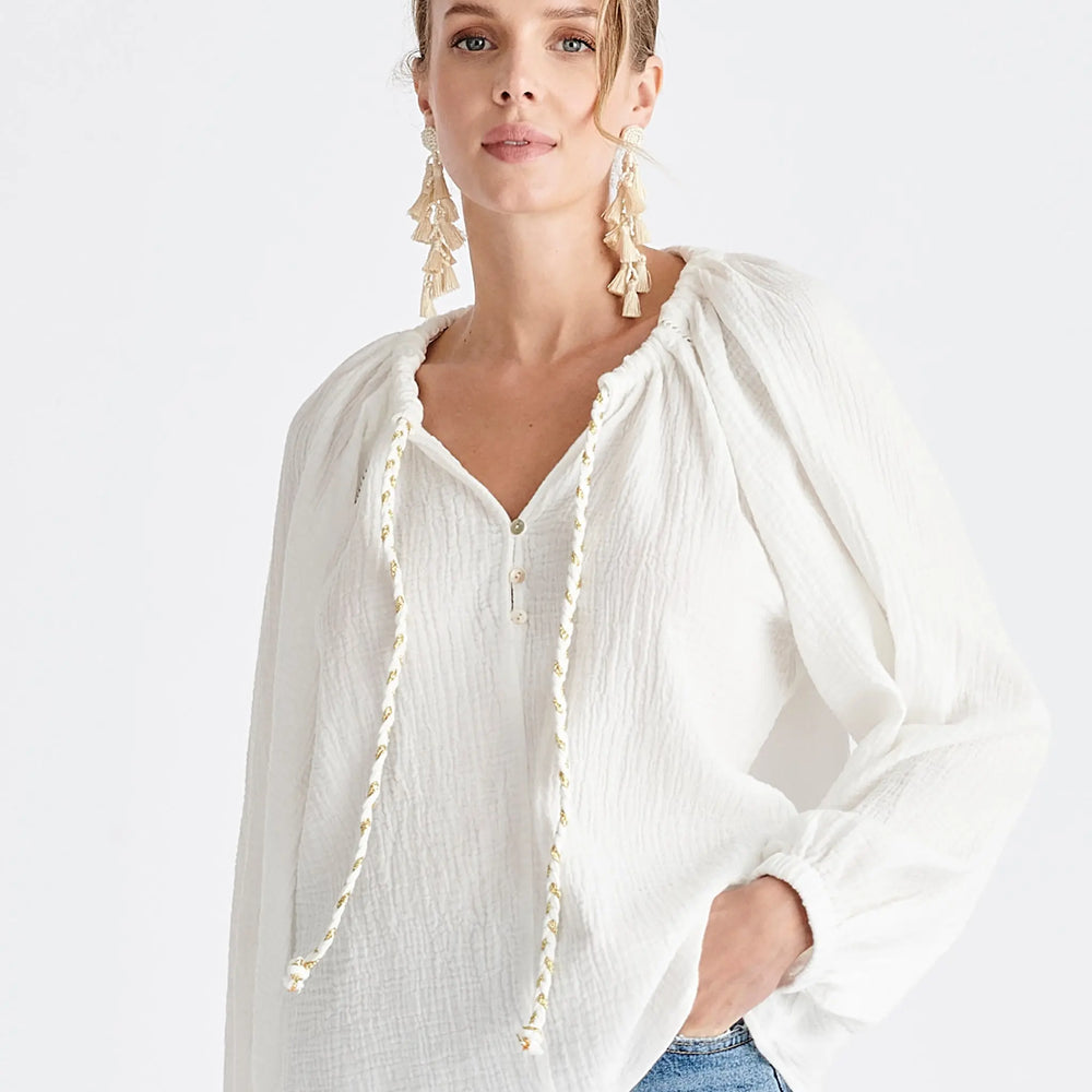 Cheesecloth Peasant Blouse Paisie