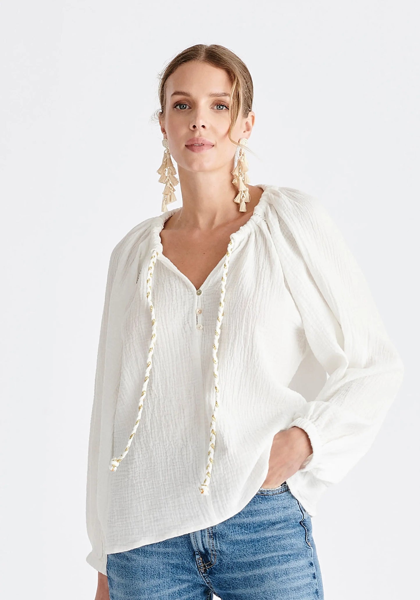 Cheesecloth Peasant Blouse Paisie