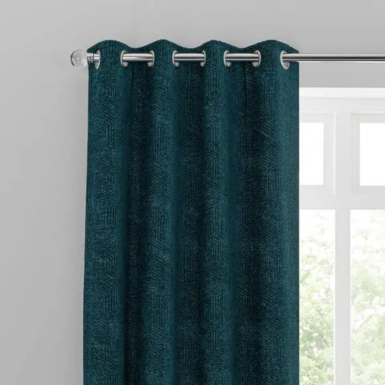 Chenille Geo Eyelet Curtains Dunelm