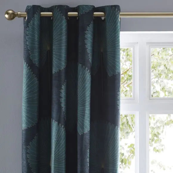 Chenille Oriental Fan Eyelet Curtains Dunelm