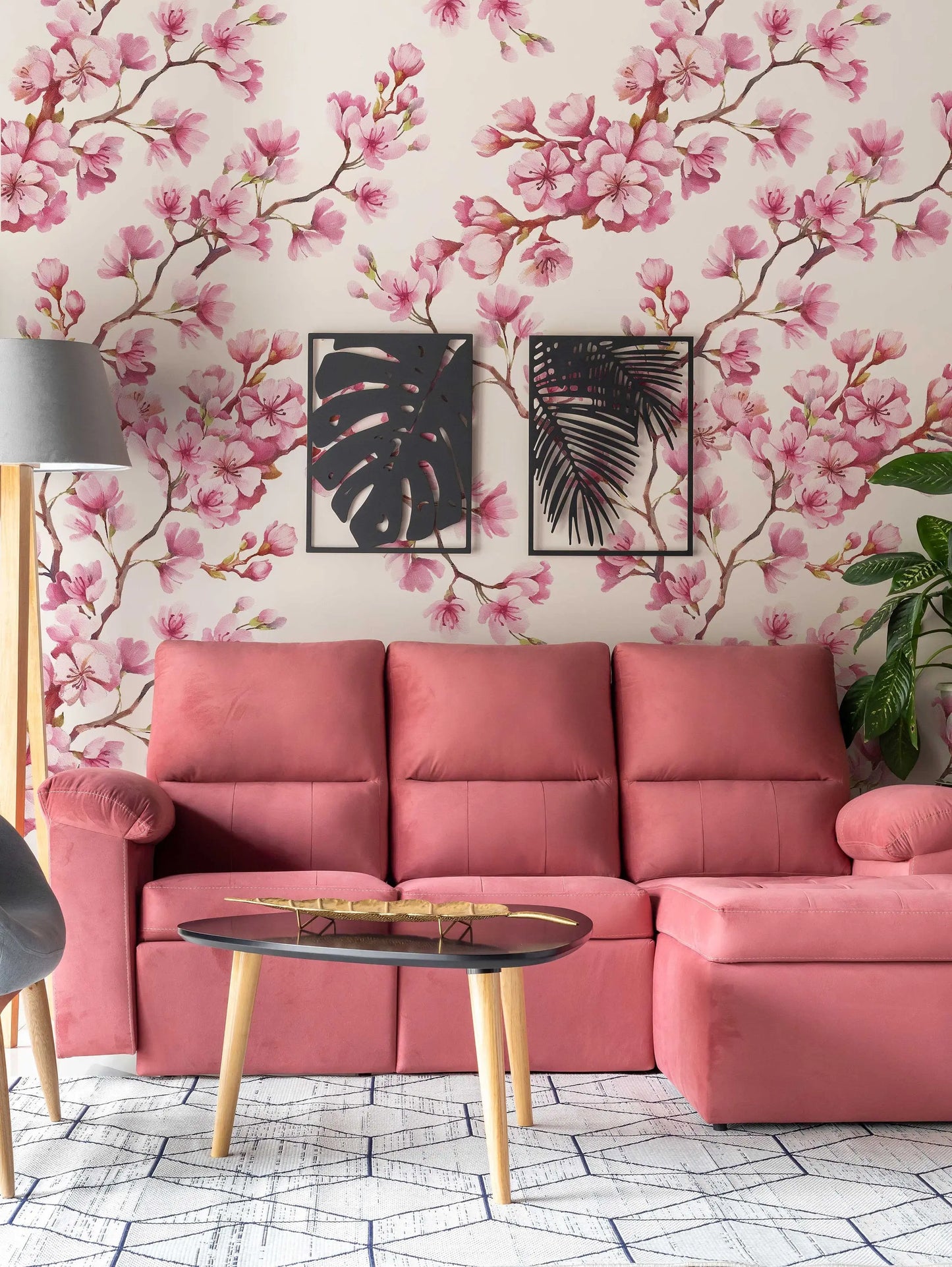 Cherry Blossom Mural | Japanese Sakura Flowers | Blooming in Spring Peel and Stick Wallpaper | Removable Wallpaper Watercolor ClickWalls