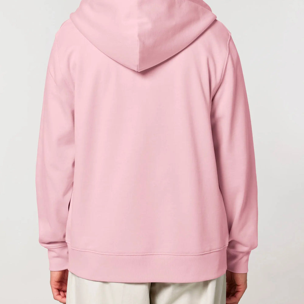 Cherry Blossom Pink Mens Organic Cotton Relaxed-Fit Zip Hoodie hewn.