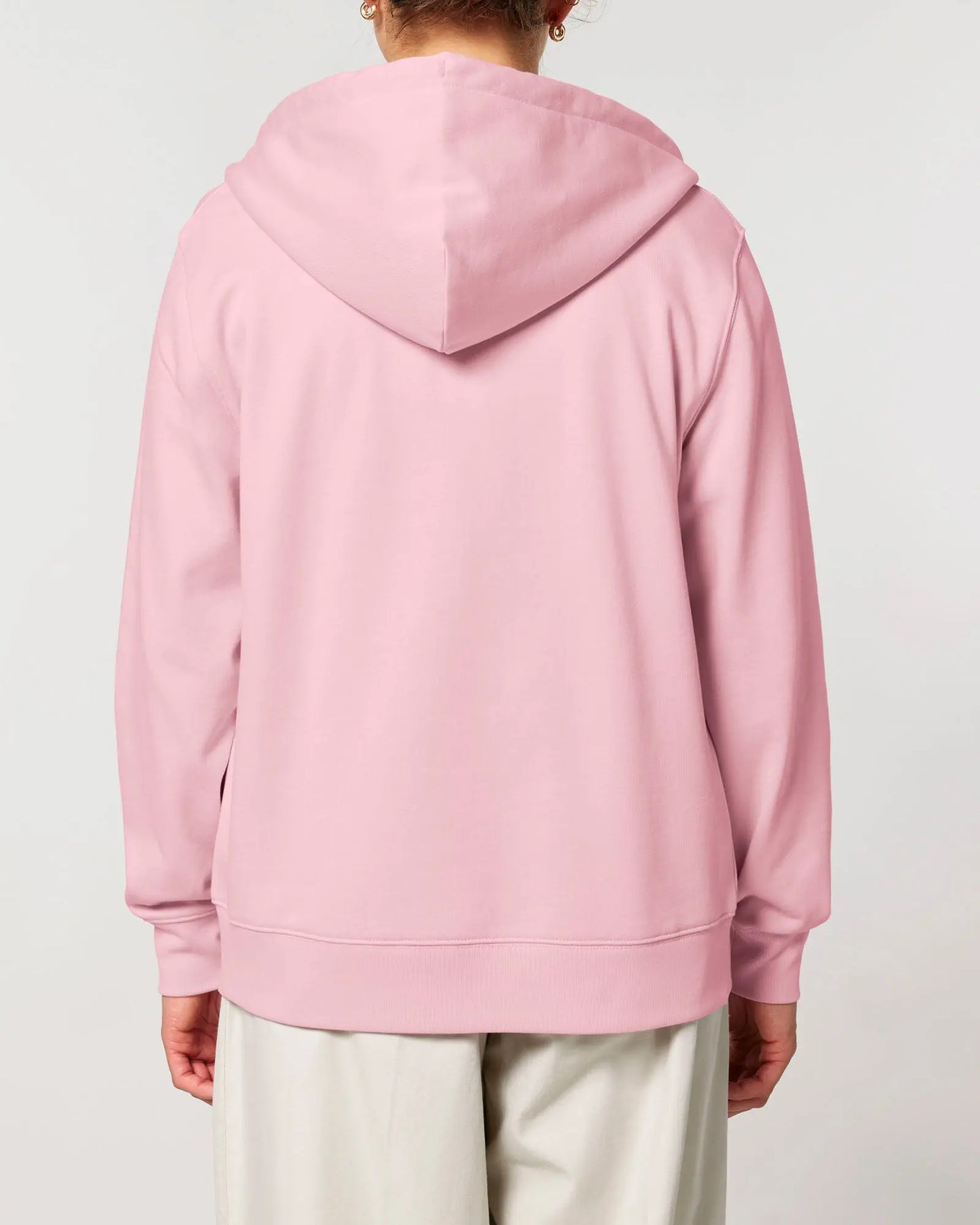 Cherry Blossom Pink Mens Organic Cotton Relaxed-Fit Zip Hoodie hewn.