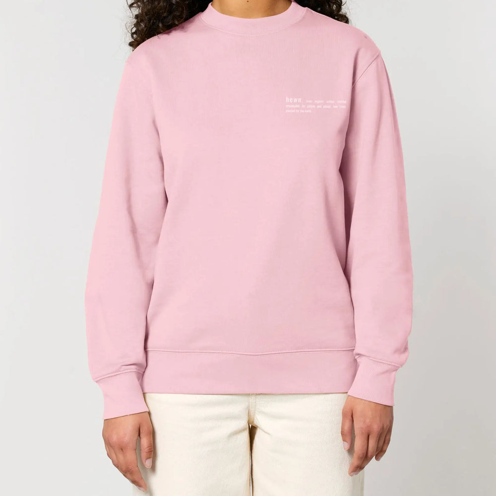 Cherry Blossom Pink Womens Organic Cotton Relaxed-Fit Sweatshirt hewn.