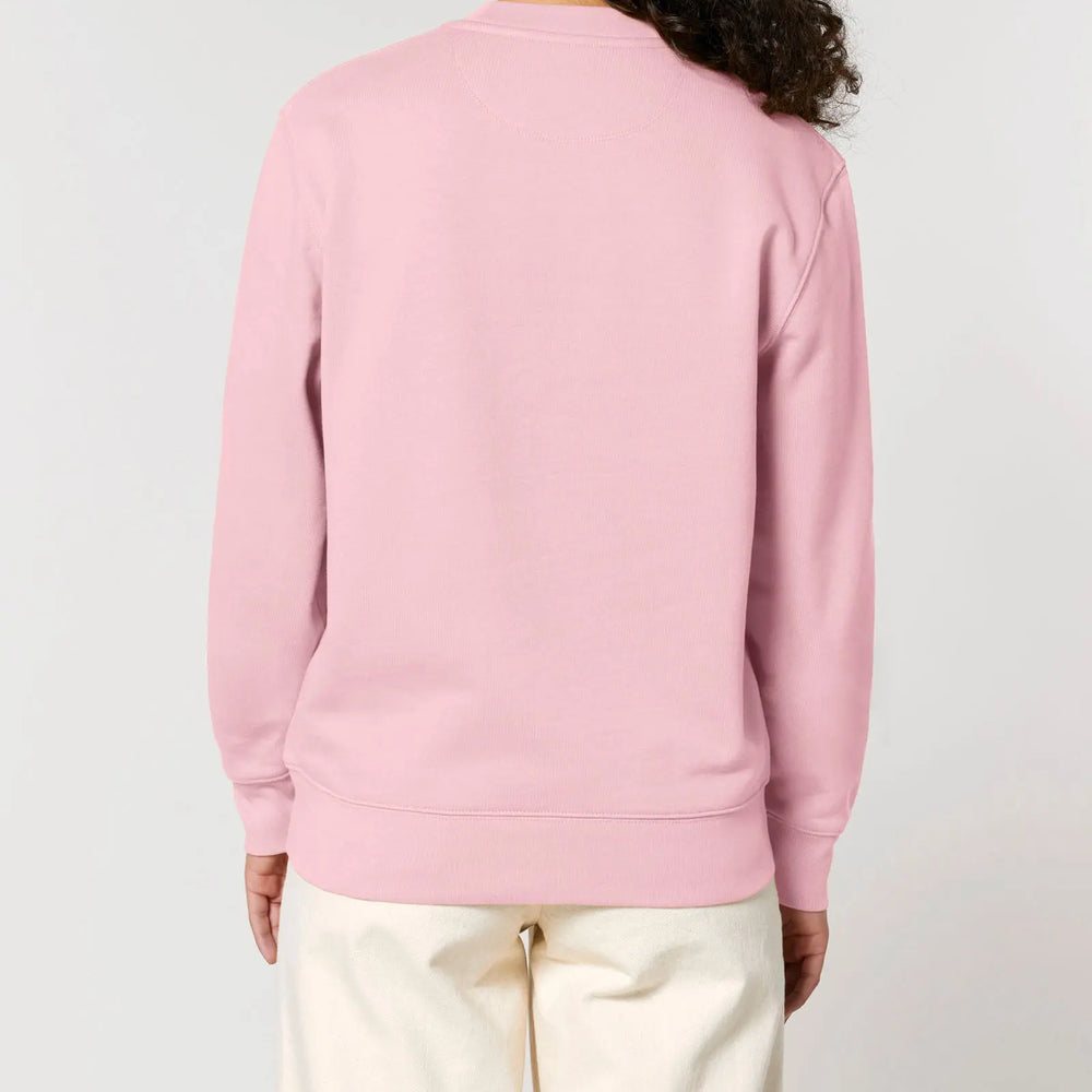 Cherry Blossom Pink Womens Organic Cotton Relaxed-Fit Sweatshirt hewn.