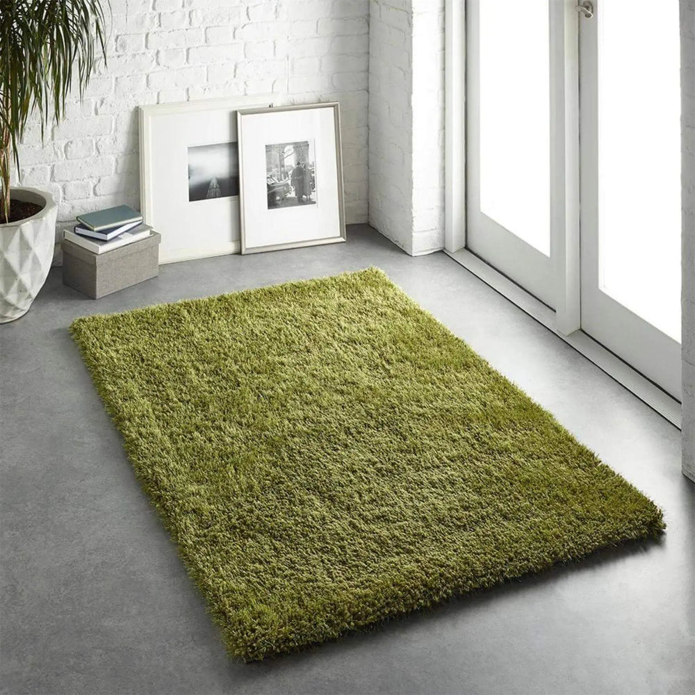 Chicago Olive Green Shaggy Rug The Rugs