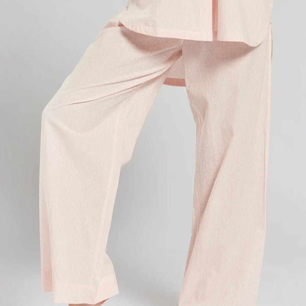 Chicory Striped Woven-Cotton Trousers - Dawnlight Coral Peachaus