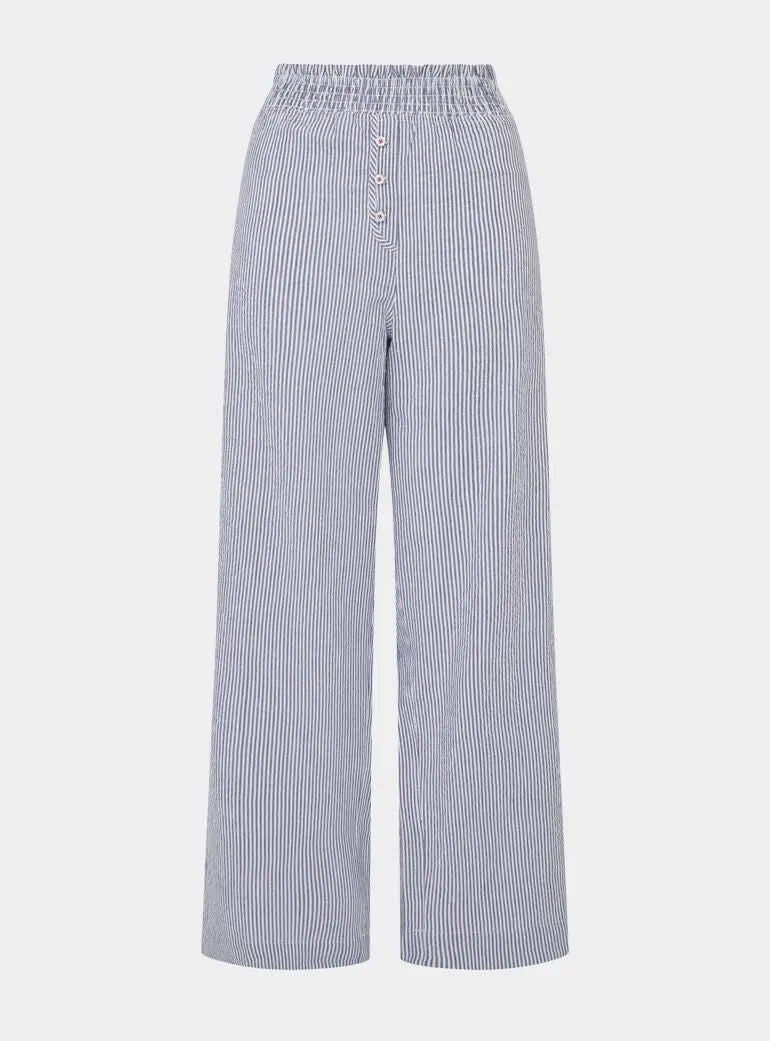 Chicory Striped Woven-Cotton Trousers - Pinstripe Charcoal Peachaus