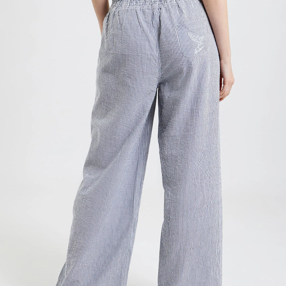 Chicory Striped Woven-Cotton Trousers - Pinstripe Charcoal Peachaus