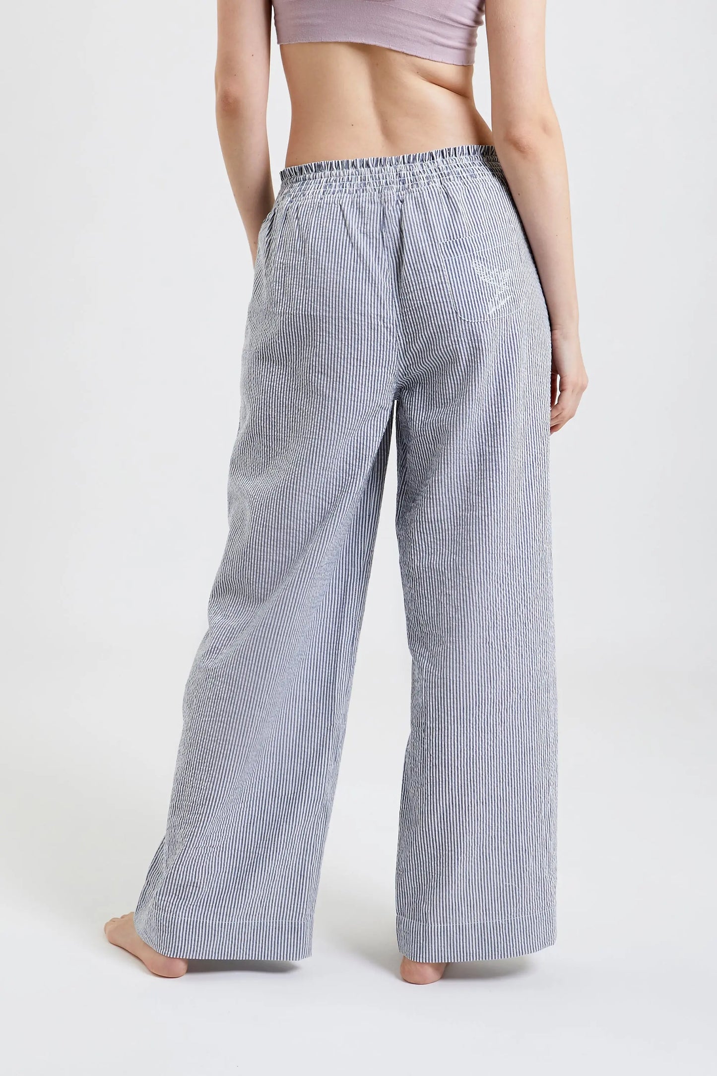 Chicory Striped Woven-Cotton Trousers - Pinstripe Charcoal Peachaus