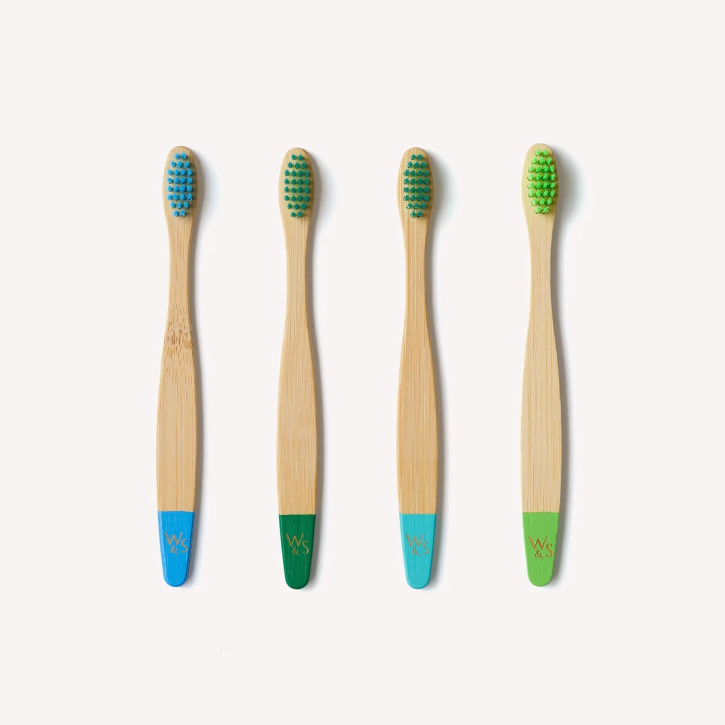 Children's Bamboo Toothbrush - 4 Pack - Aqua Colour Wild And Stone