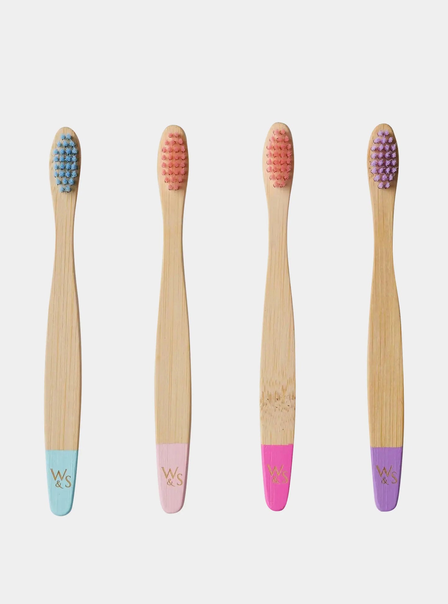 Children's Bamboo Toothbrush - 4 Pack - Aqua Colour Wild And Stone