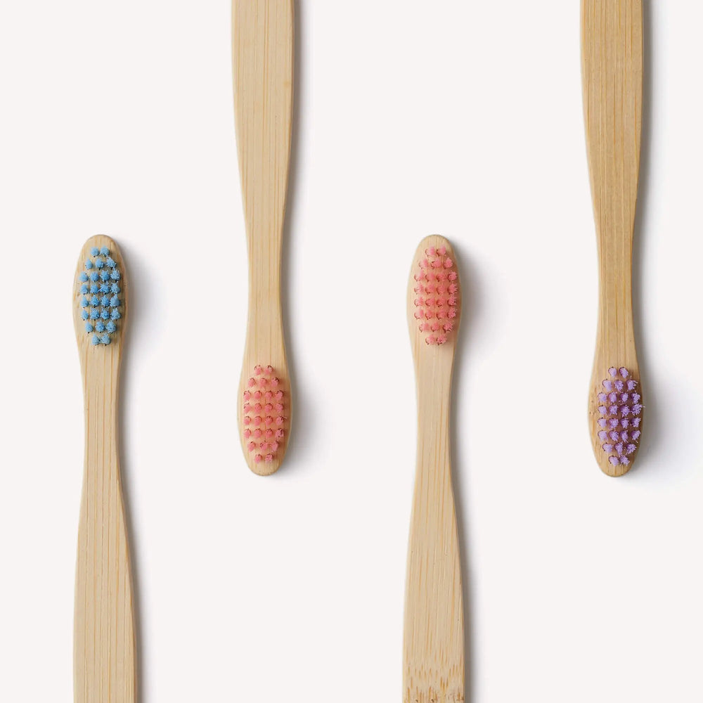 Children's Bamboo Toothbrush - 4 Pack - Candy Colour Wild And Stone
