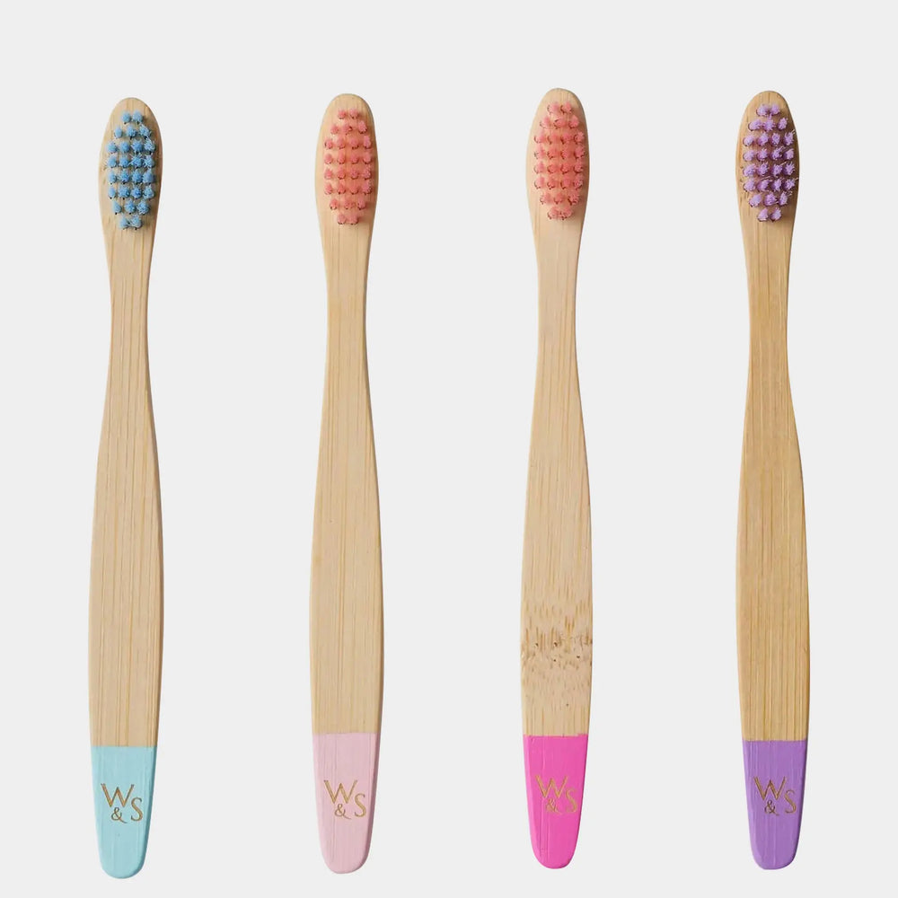 Children's Bamboo Toothbrush - 4 Pack - Candy Colour Wild And Stone