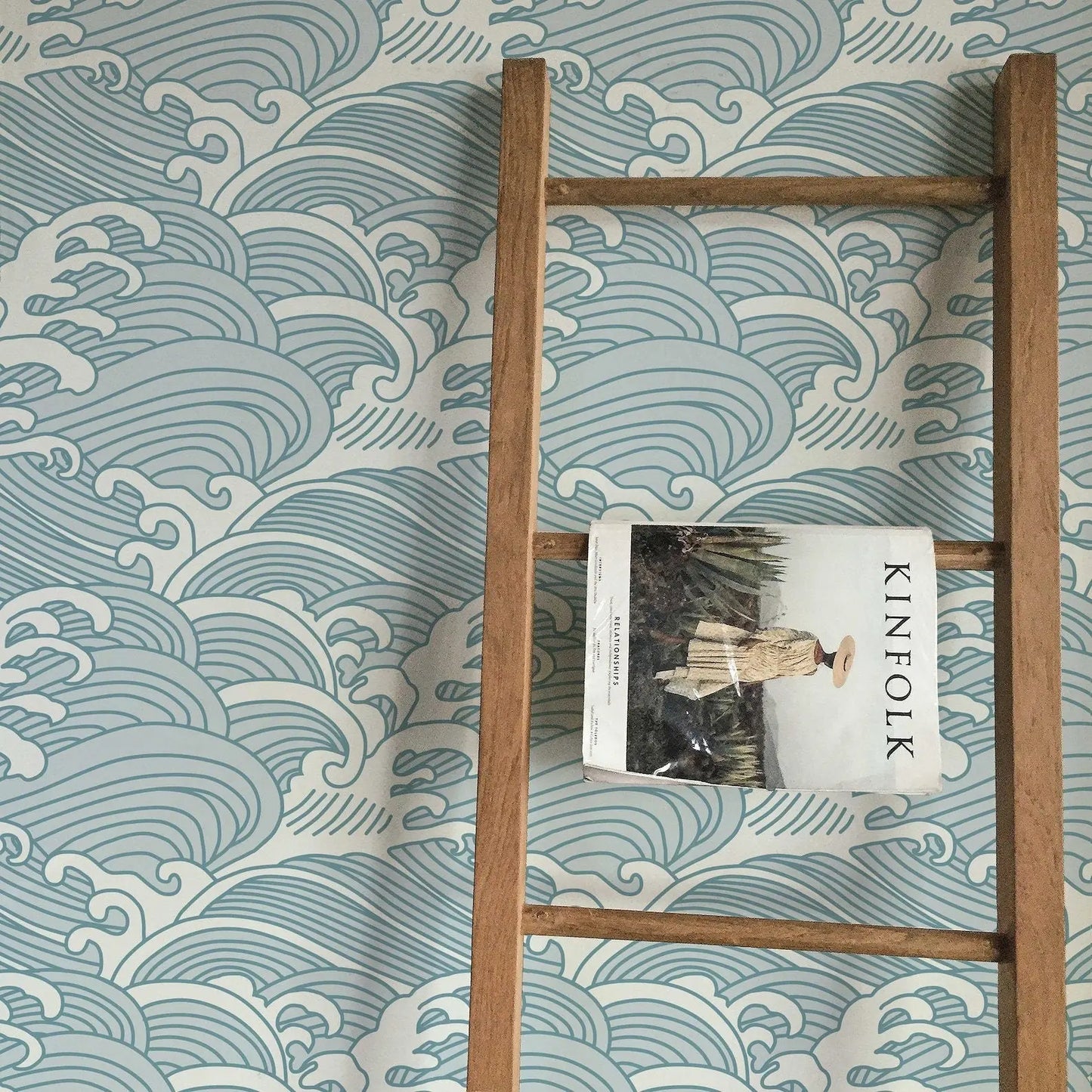 Chinese Waves Self Adhesive Wallpaper | Removable Blue-Gray Mural | Eco Friendly Design ClickWalls