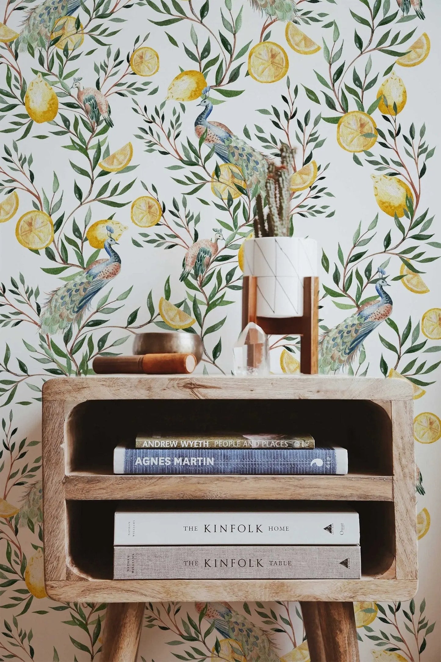 Chinoiserie Wallpaper | Peel and Stick or Traditional | Watercolor Peacock with Tree Wall Mural | Self Adhesive Floral Wallpaper | Removable ClickWalls
