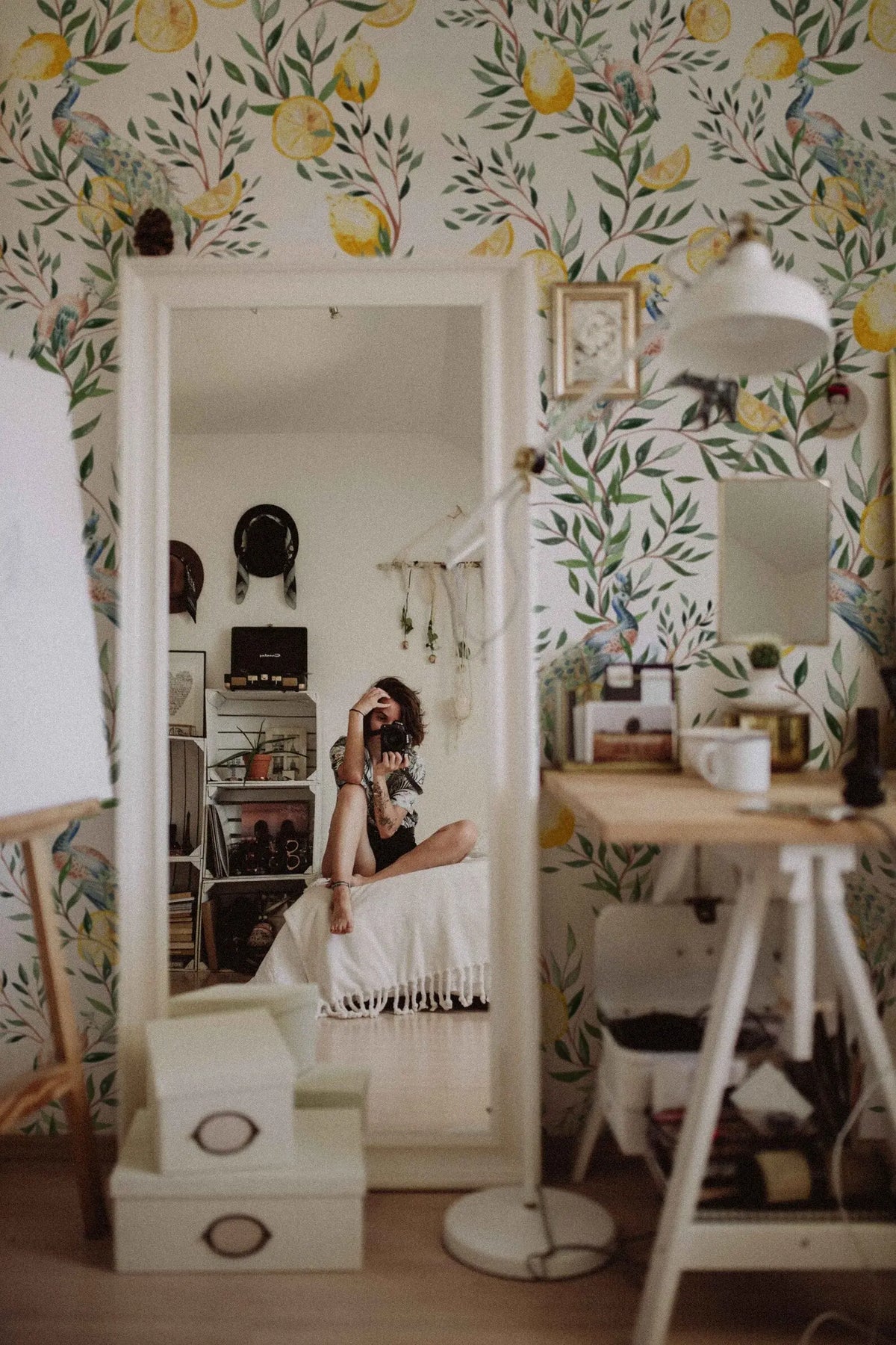 Chinoiserie Wallpaper | Peel and Stick or Traditional | Watercolor Peacock with Tree Wall Mural | Self Adhesive Floral Wallpaper | Removable ClickWalls