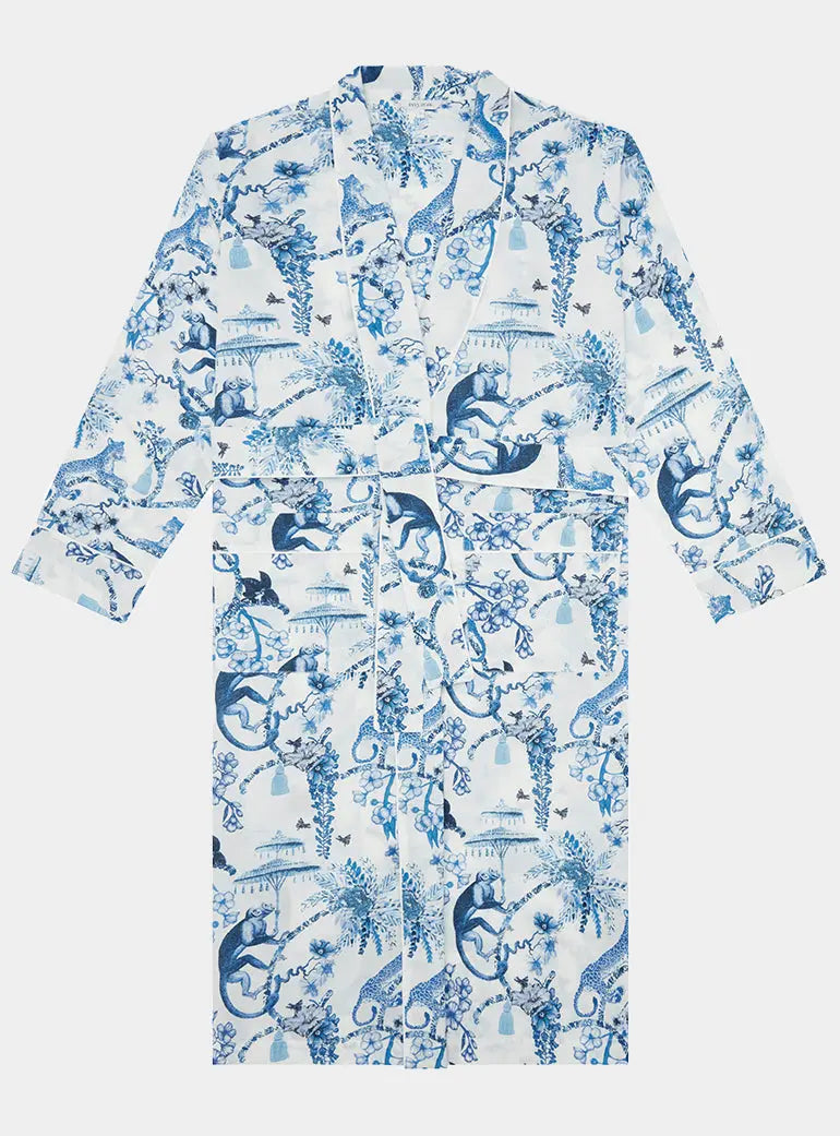 Chinoiserie Whimsy Organic Cotton Robe Myza
