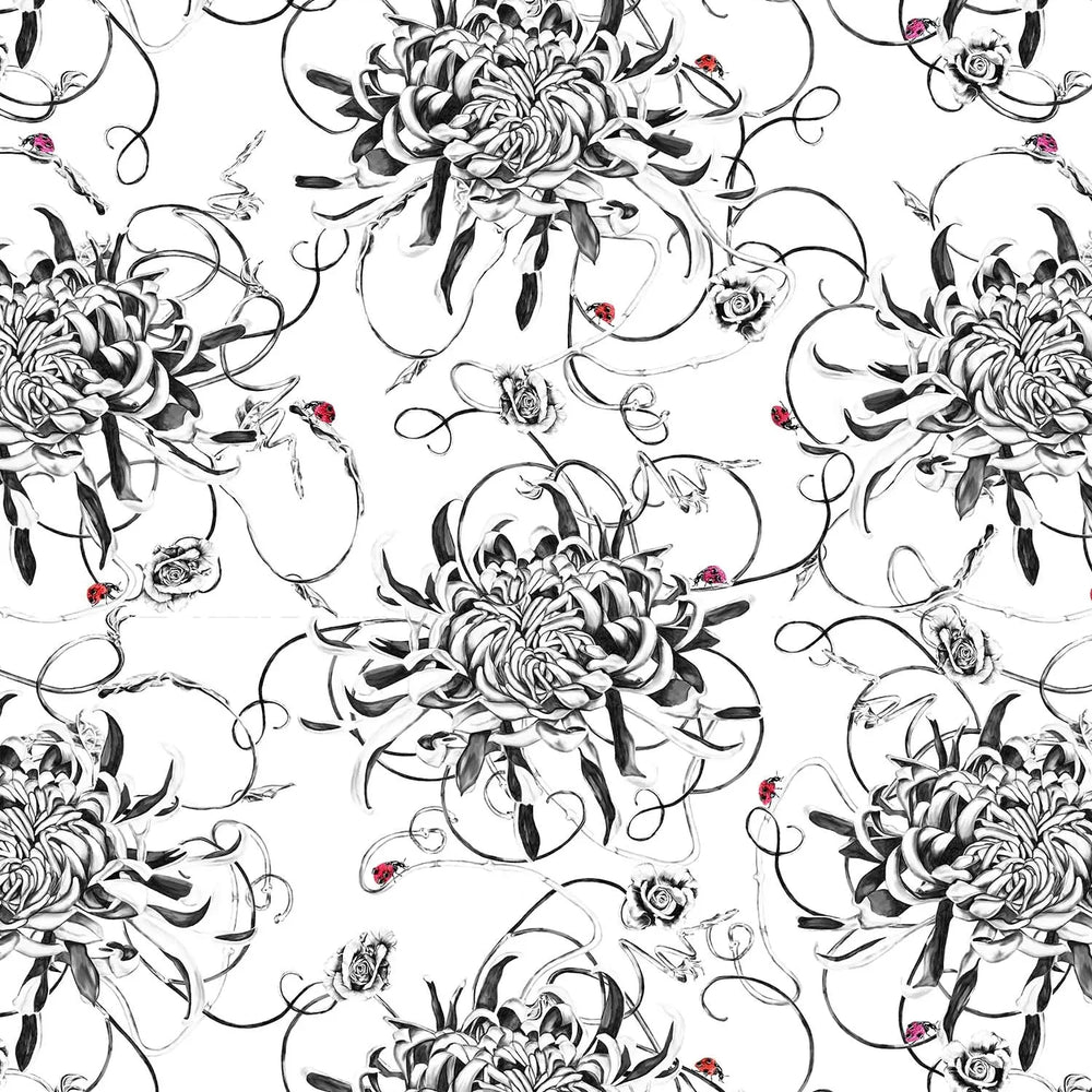 Chrysanthemum Wallpaper - White Susannah Weiland Collections