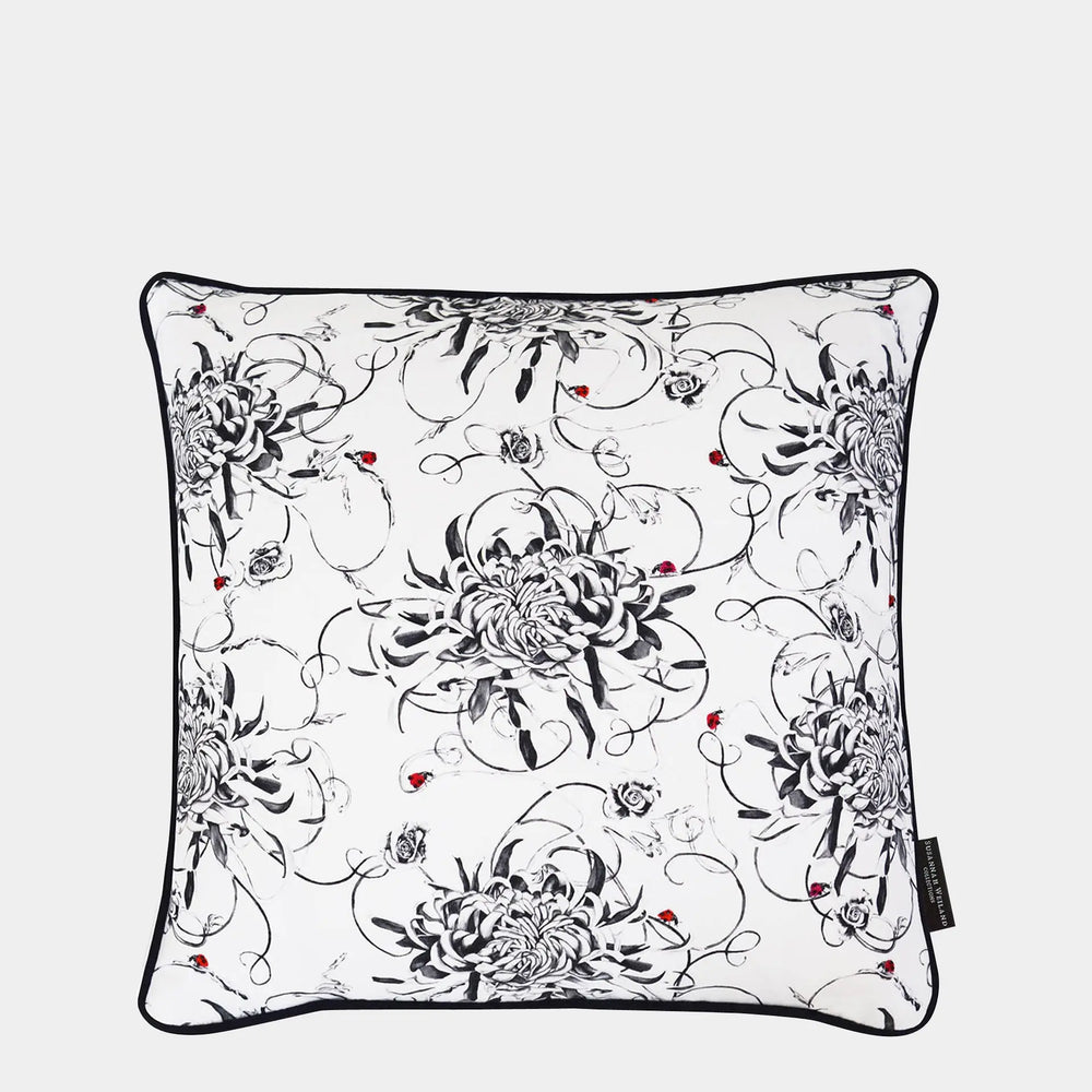 Chrysanthemums Hand Embroidered Cushion - Mini Susannah Weiland Collections