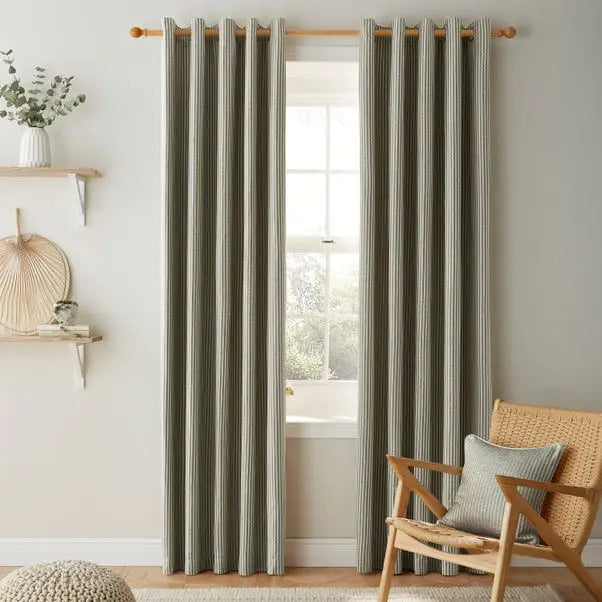 Churchgate Herringbone Stripe Eyelet Curtains Dunelm