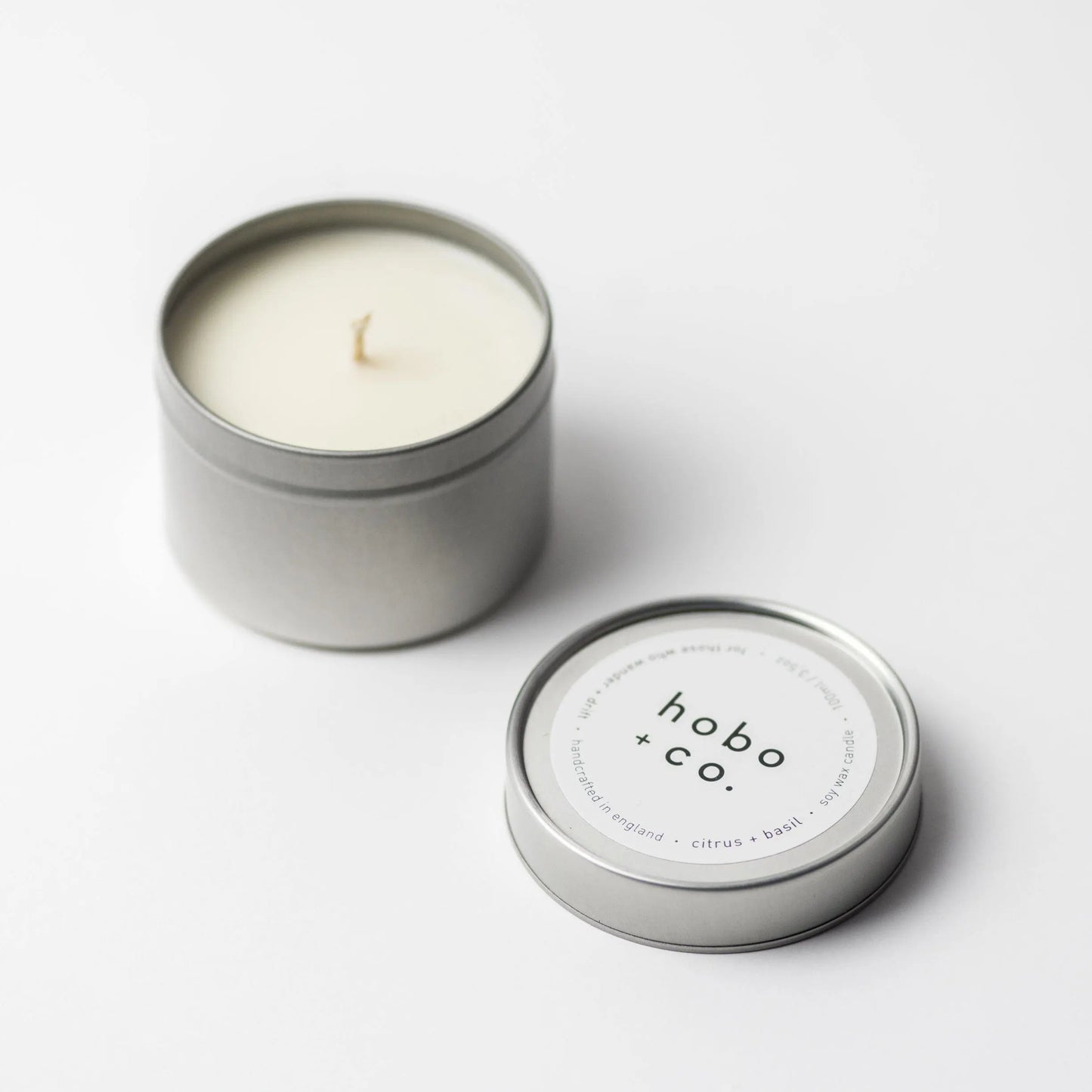 Citrus + Basil Scented Travel Tin Soy Candle hobo + co.