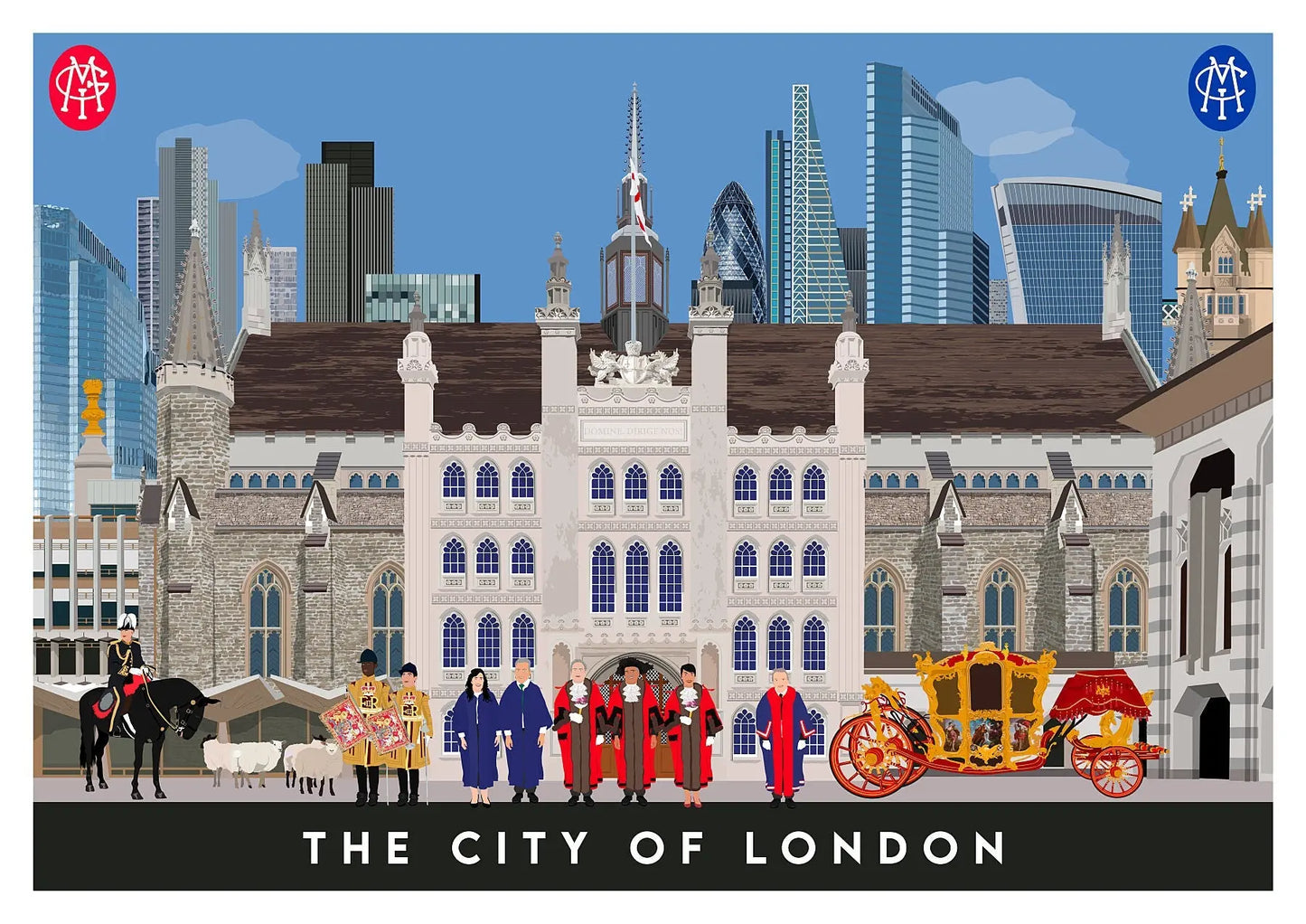 City of London Travel art by SAX Doodle