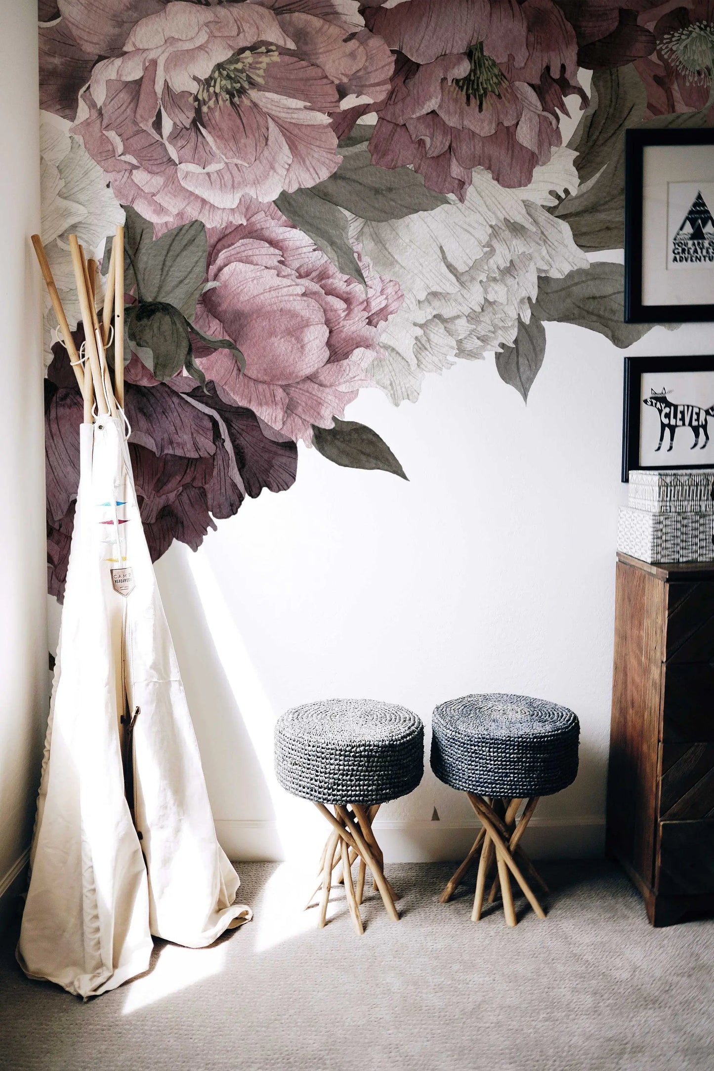 Classic Peonies Wall Art | Removable Wallpaper | Peony Bouquet | Floral Wall Mural | Peony Painting Wall Sticker | Floral Decal | Flower ClickWalls