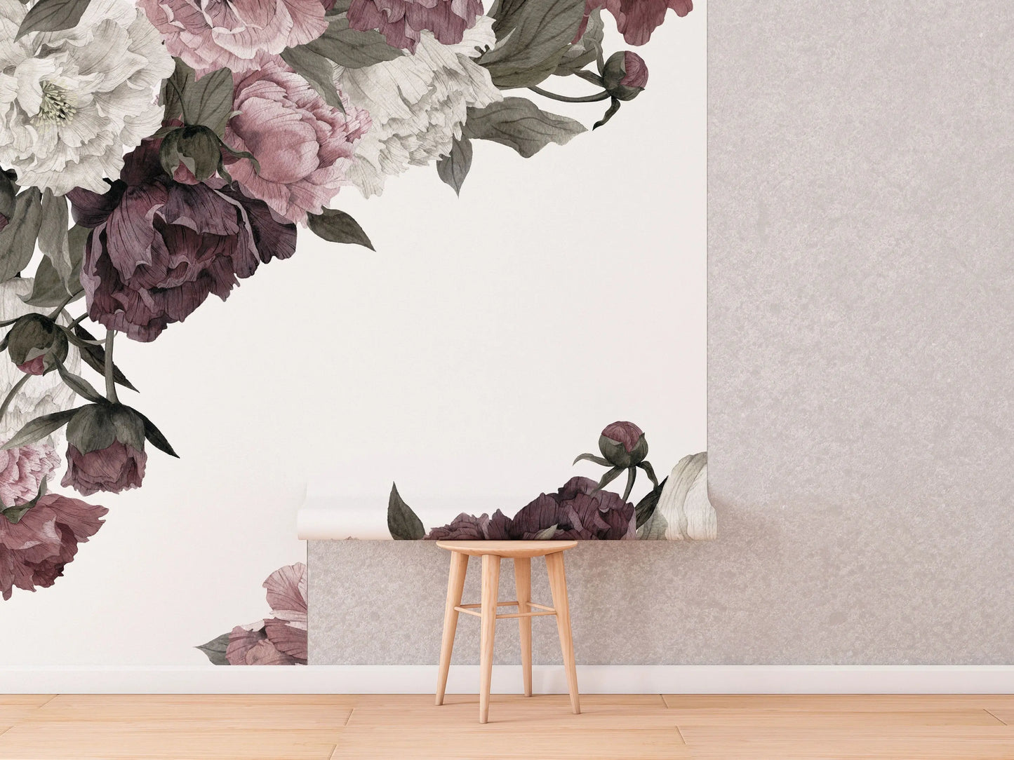 Classic Peonies Wall Art | Removable Wallpaper | Peony Bouquet | Floral Wall Mural | Peony Painting Wall Sticker | Floral Decal | Flower ClickWalls