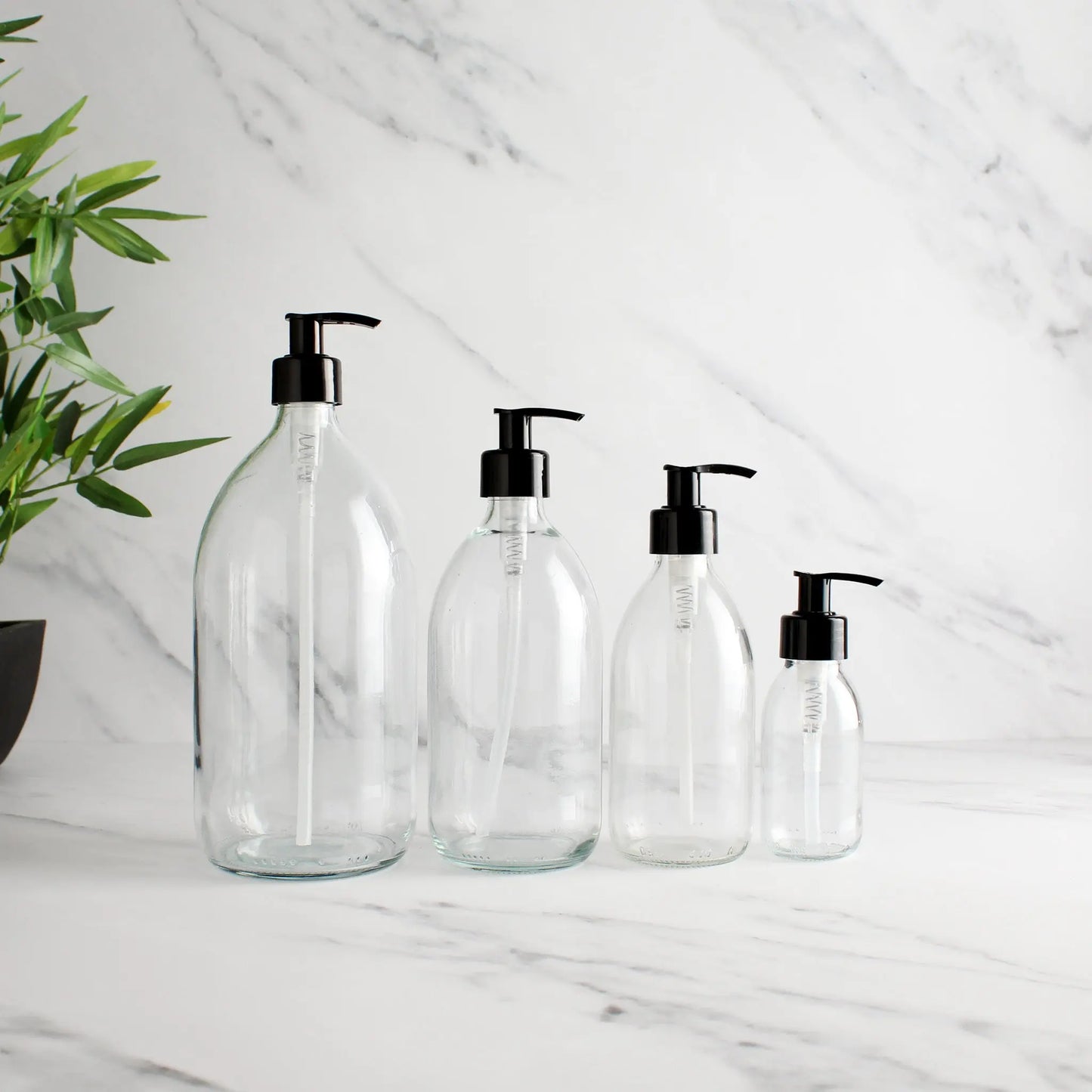 Clear Glass Dispenser Bottle With Black Pump Namie Home