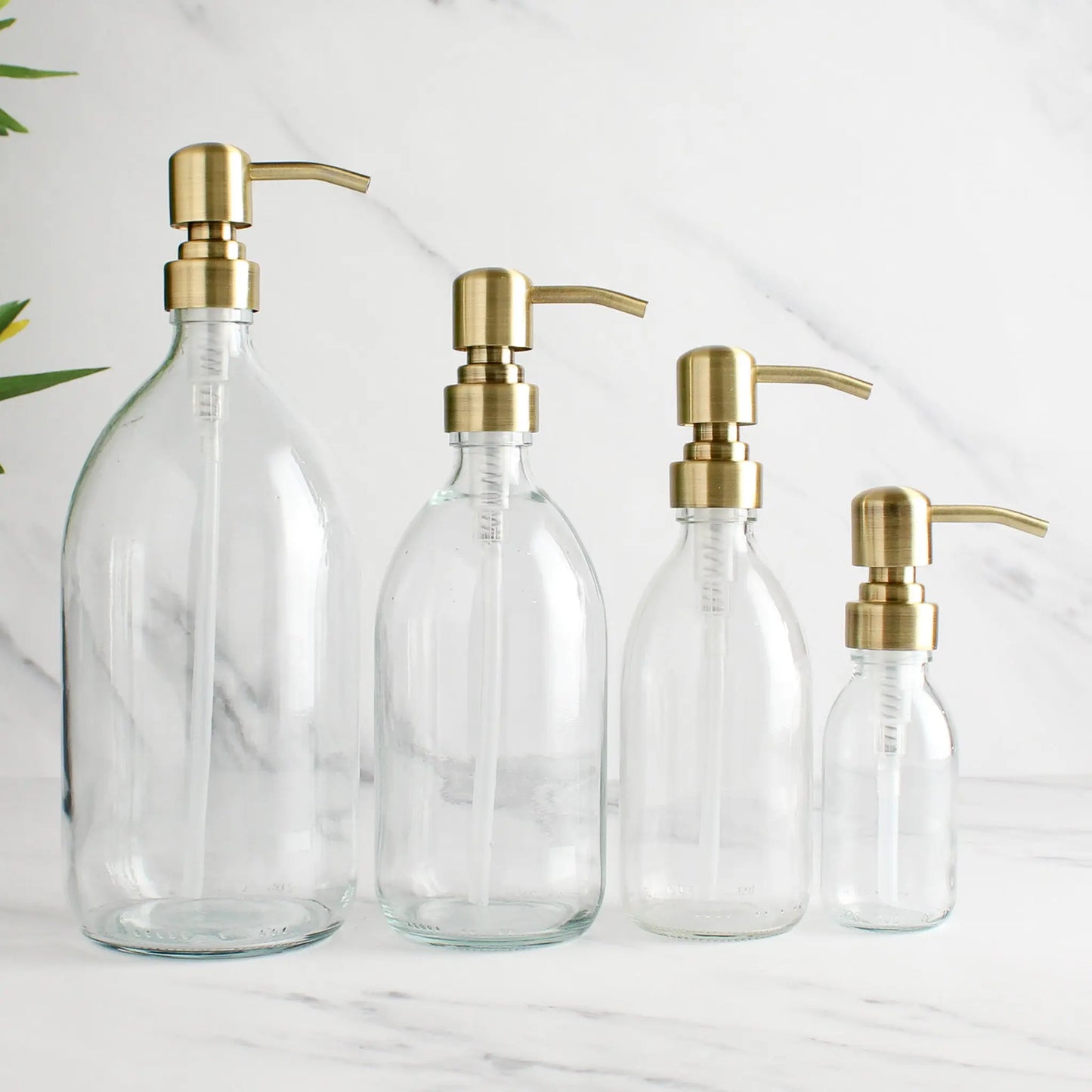 Clear Glass Dispenser Bottle With Gold Pump Namie Home