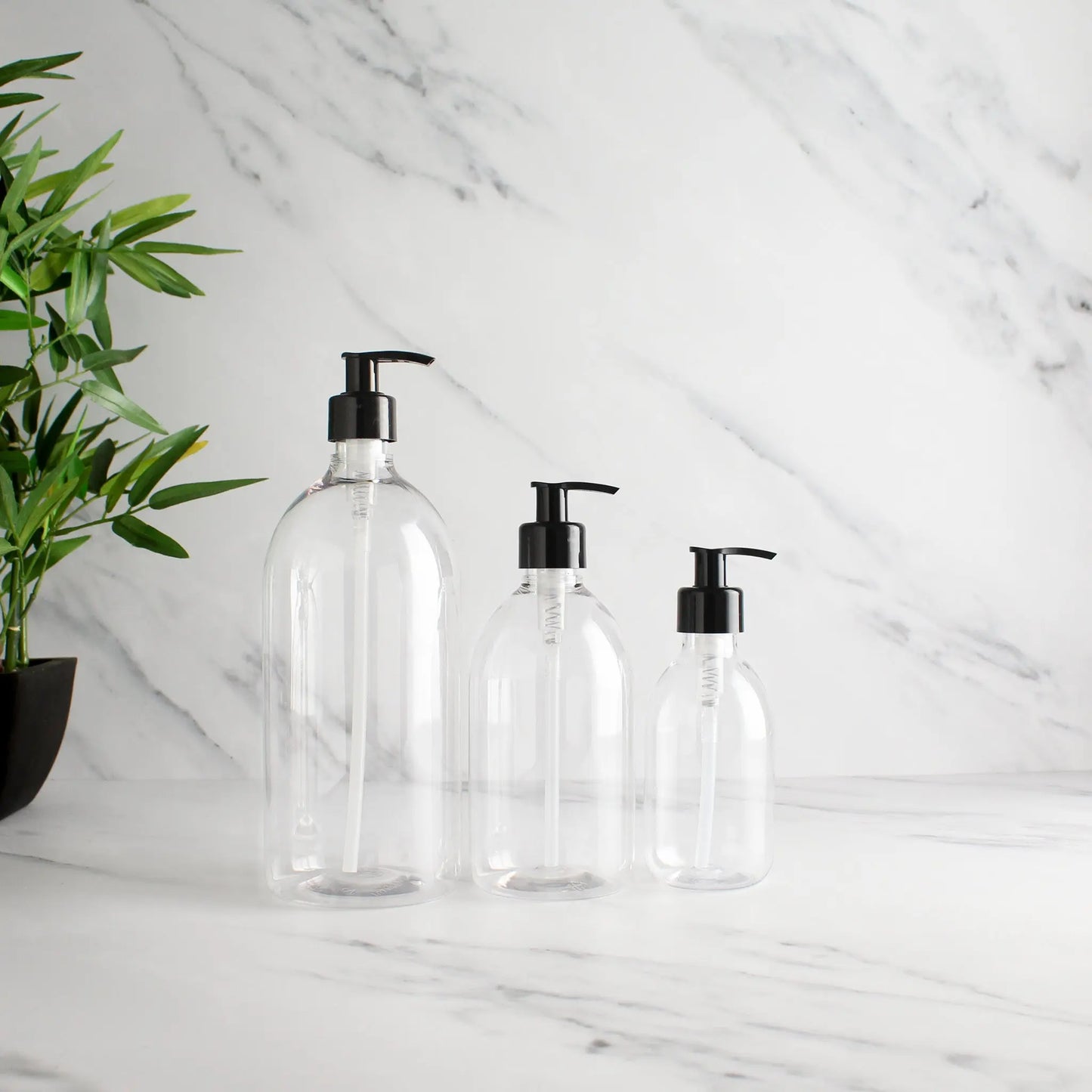 Clear Plastic Dispenser Bottle With Black Pump Namie Home