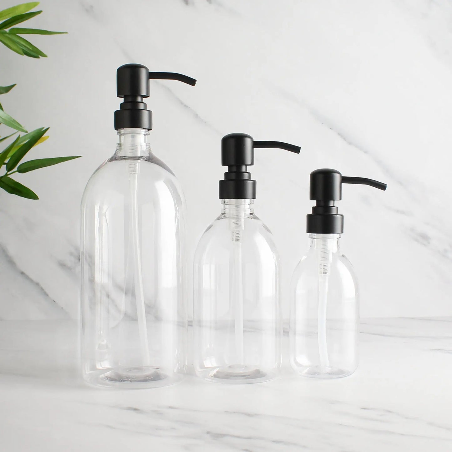Clear Plastic Dispenser Bottle With Matte Black Pump Namie Home