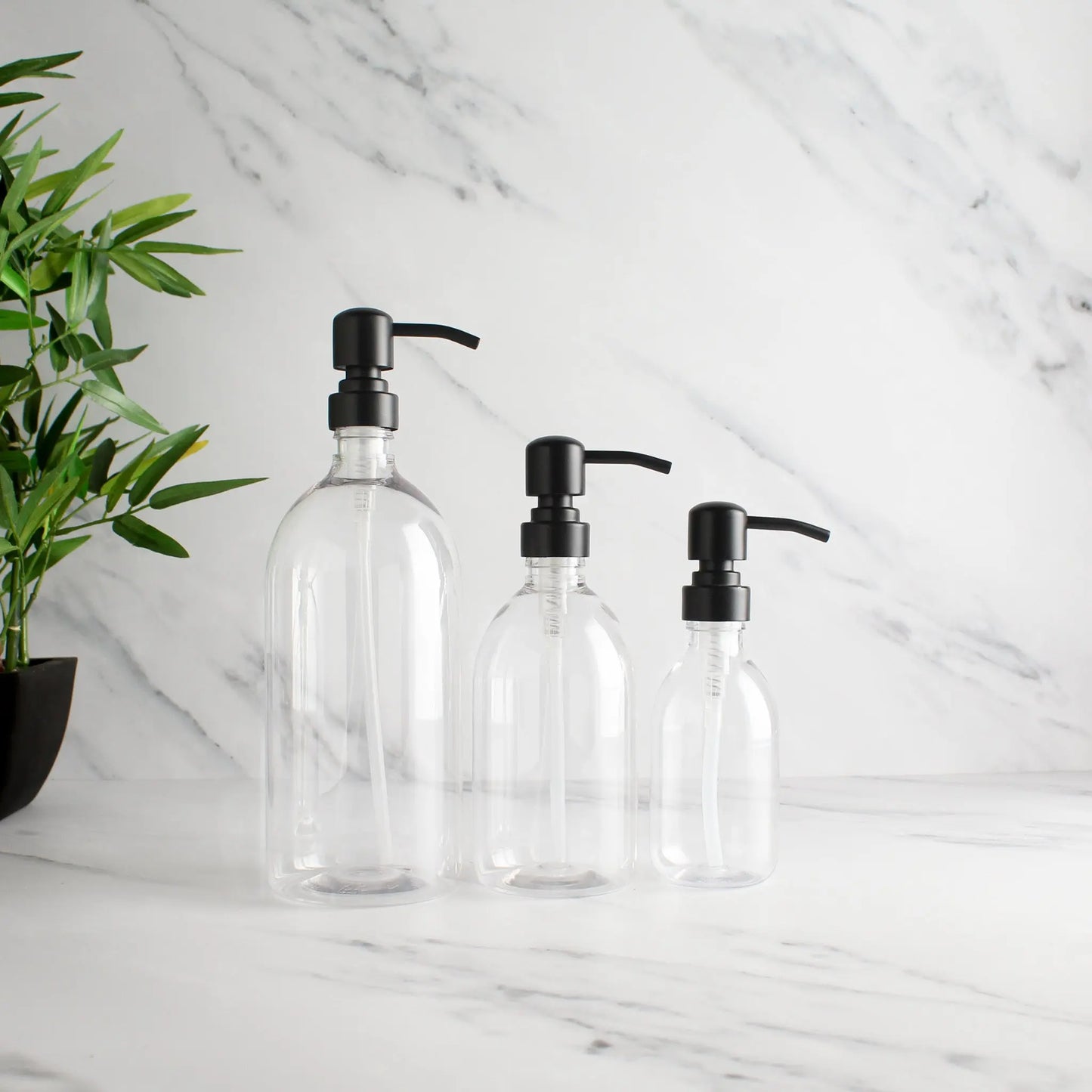 Clear Plastic Dispenser Bottle With Matte Black Pump Namie Home