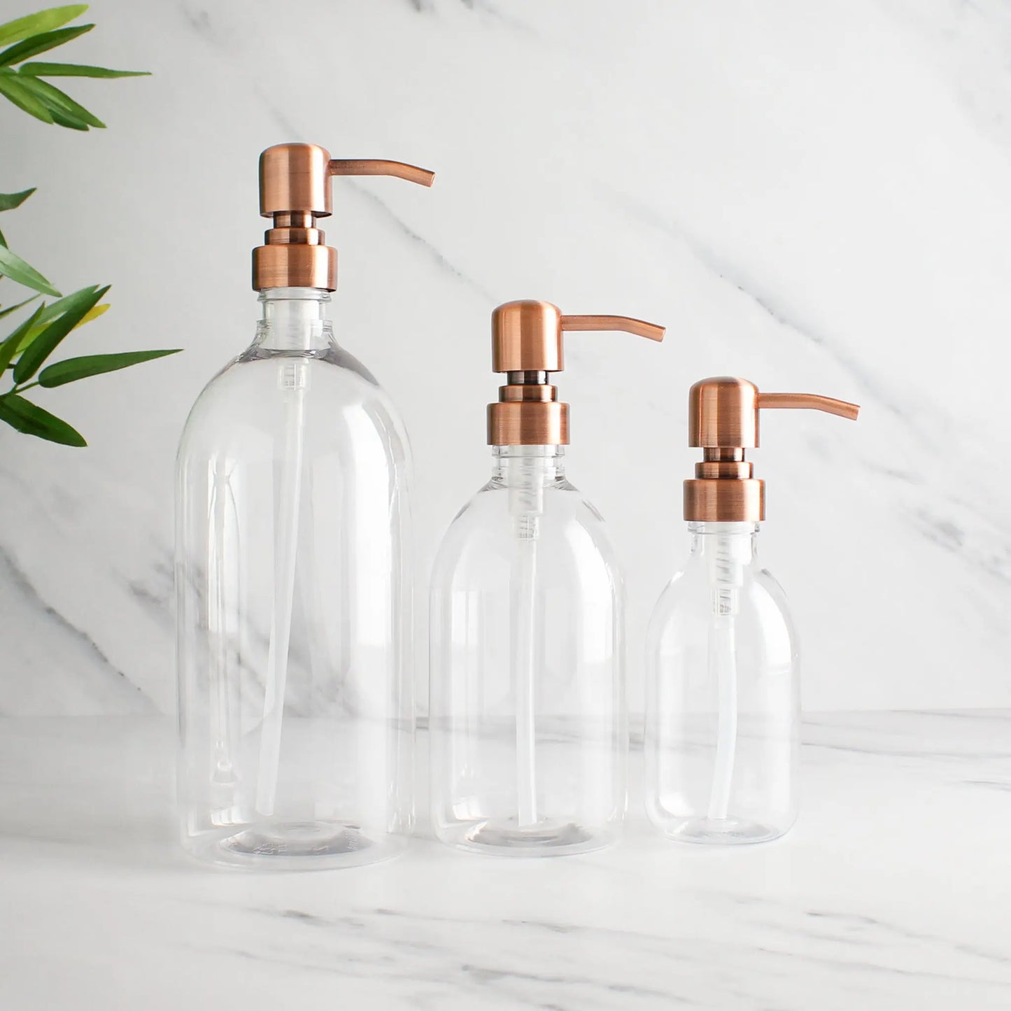 Clear Plastic Dispenser Bottle With Rose Gold Pump Namie Home