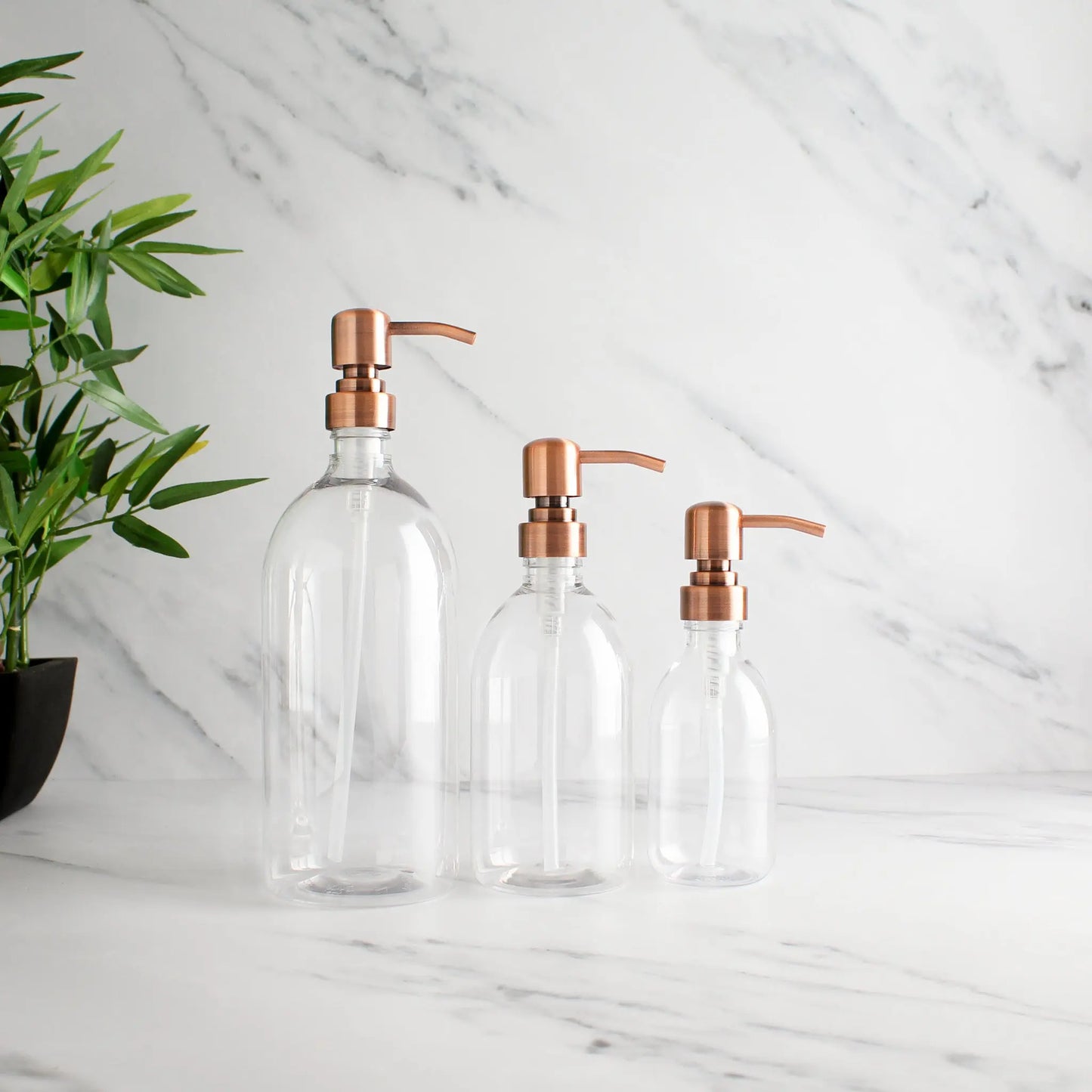 Clear Plastic Dispenser Bottle With Rose Gold Pump Namie Home