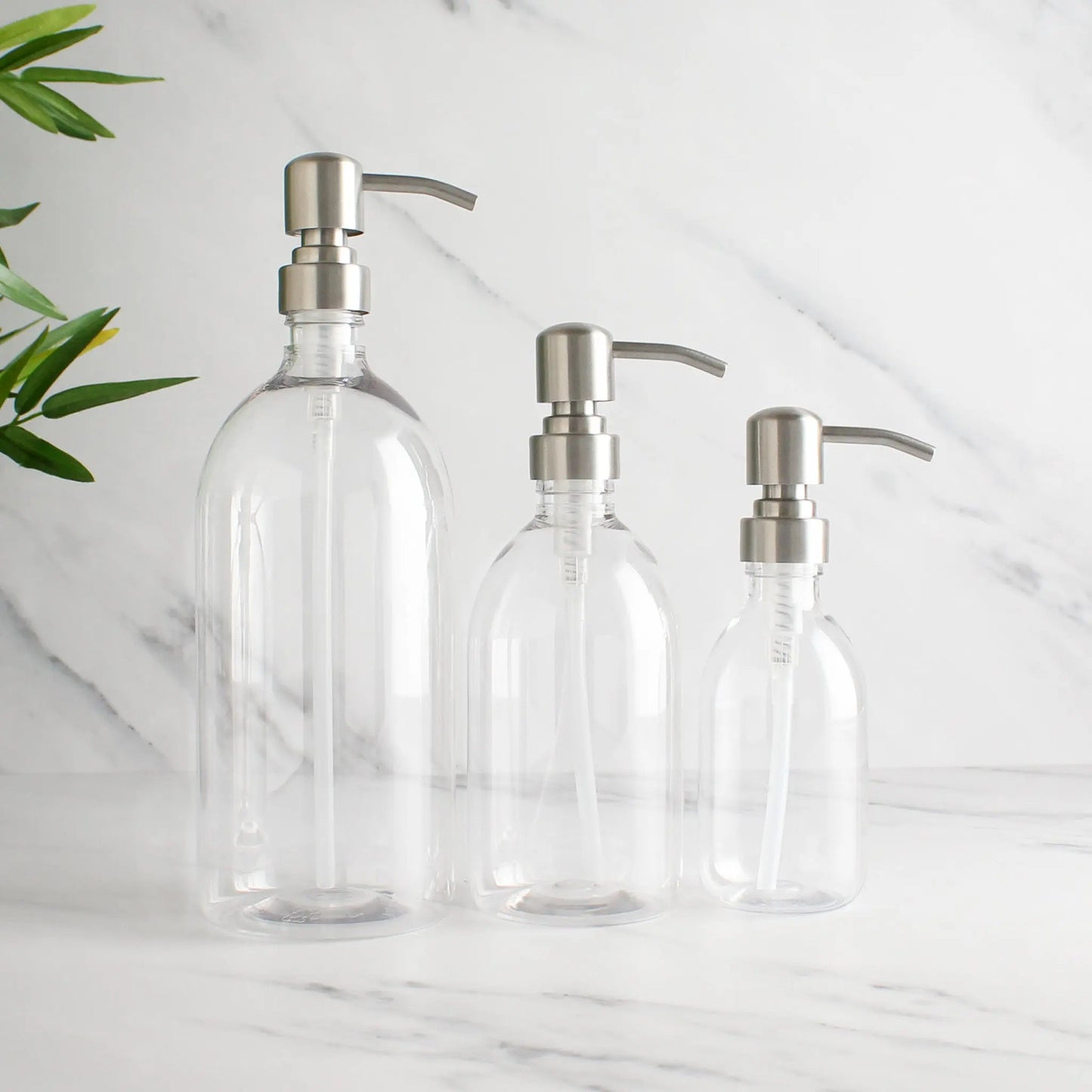 Clear Plastic Dispenser Bottle With Silver Pump Namie Home