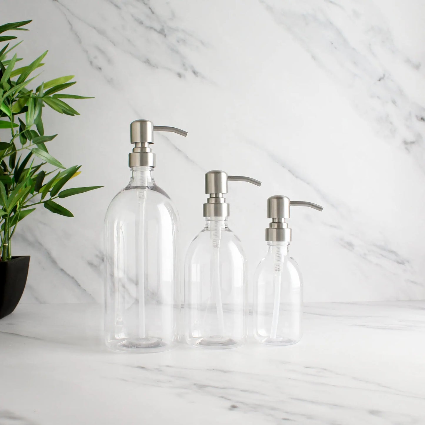 Clear Plastic Dispenser Bottle With Silver Pump Namie Home