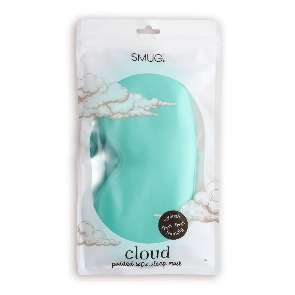 Cloud Padded Satin Sleep Mask - Aqua Print SMUG